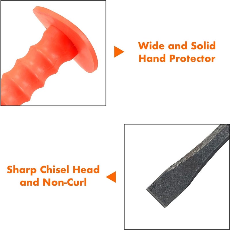 Genubi Industry Masonry Chisel With Hand Guard and Work Gloves, 10 Inch Heavy Duty Flat End Rock Concrete Mortar Stone Chisel for Demolishing Carving Splitting Breaking Hounding - Image 5